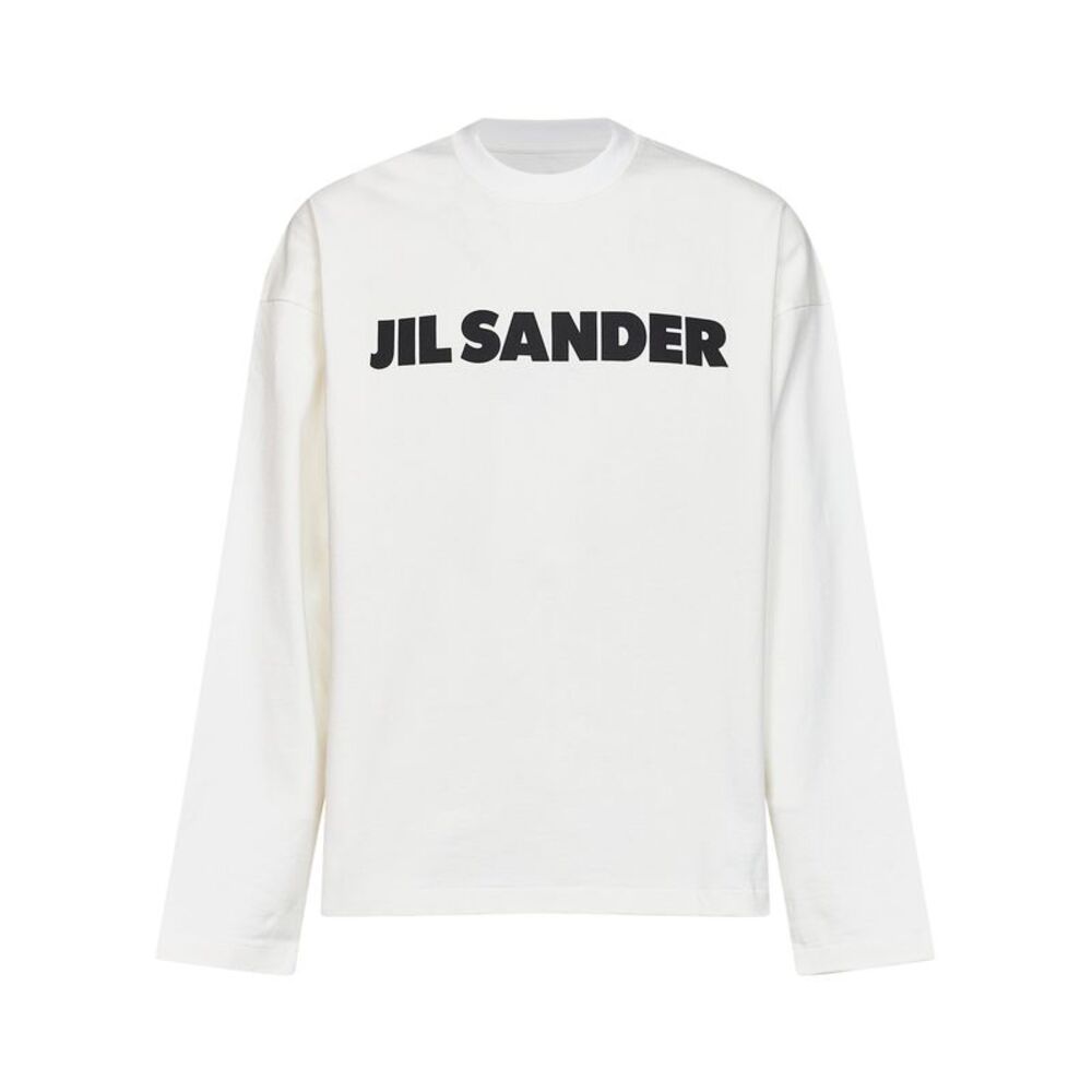 Jil Sander Men Porcelain Stiff Cotton Jersey Logo T-Shirt